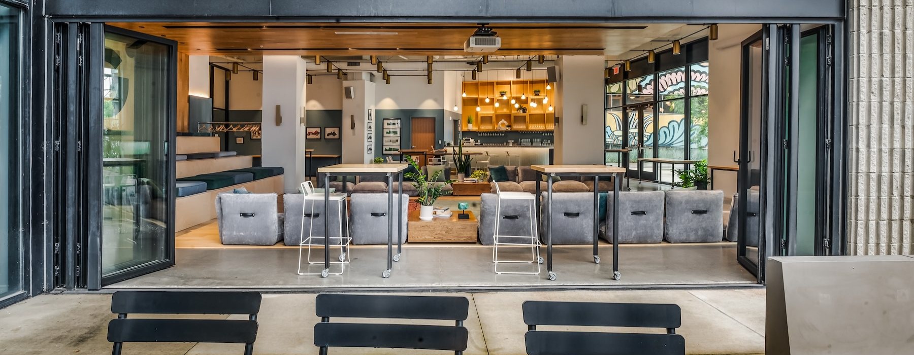 a building with a glass front